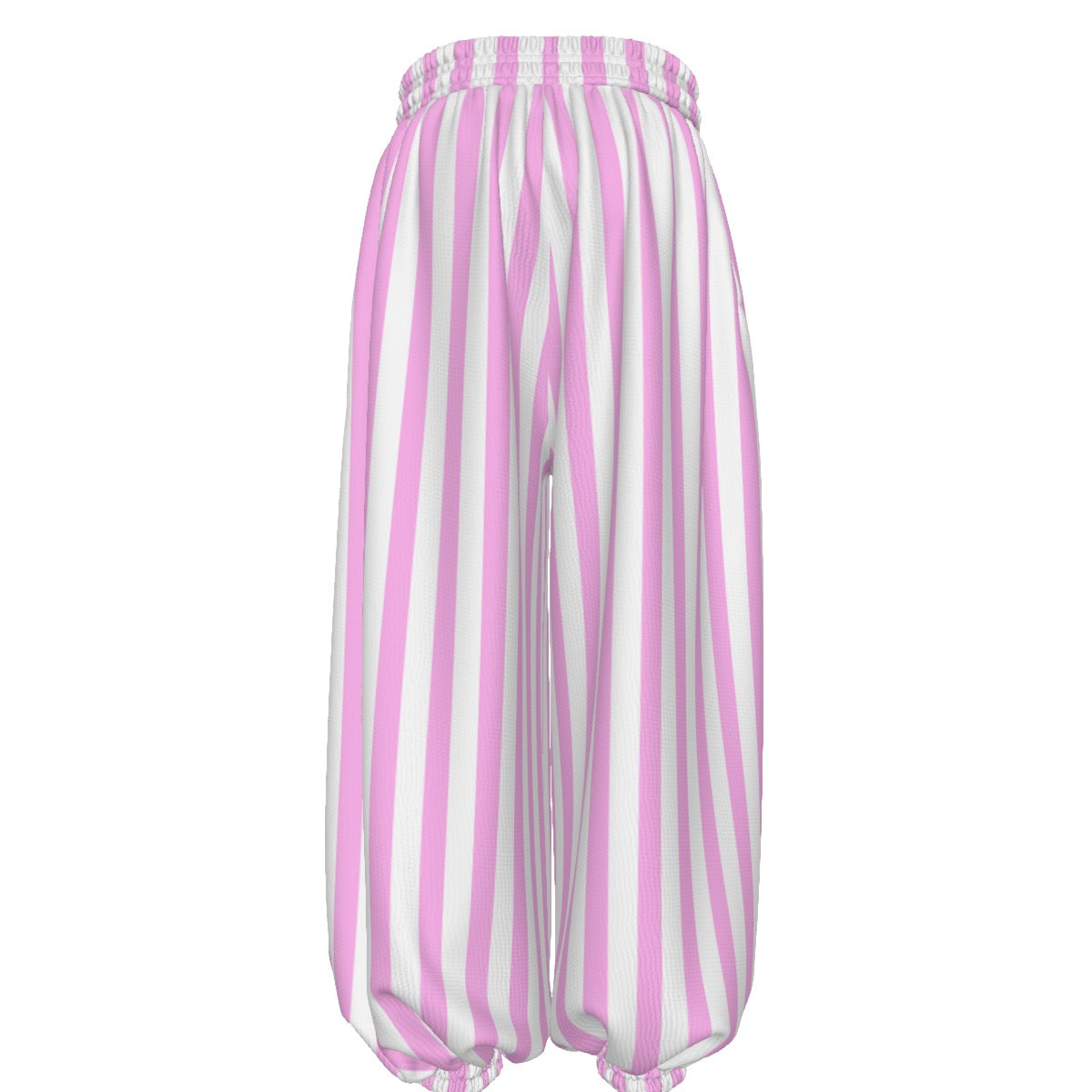 All-Over Print Unisex Lantern Pants – Pink & White Ice Cream Stripes