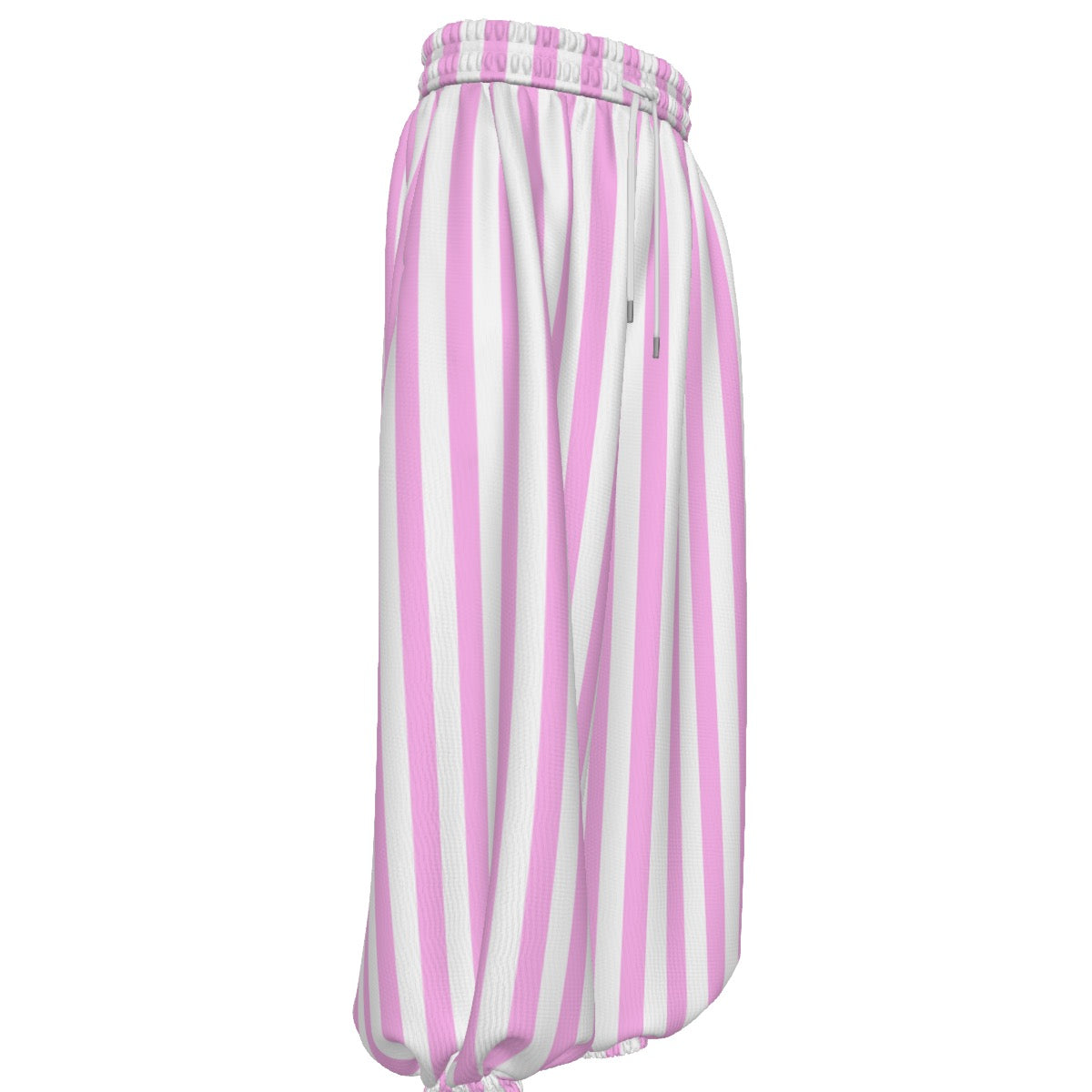 All-Over Print Unisex Lantern Pants – Pink & White Ice Cream Stripes