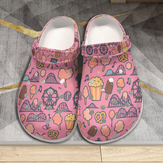 Pink Magical Snack Clogs Women Lightweight & Comfy Shoes Sandals Popcorn & Cotton Candy Sizes 6-12