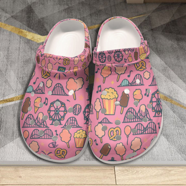 Pink Magical Snack Clogs Women Lightweight & Comfy Shoes Sandals Popcorn & Cotton Candy Sizes 6-12