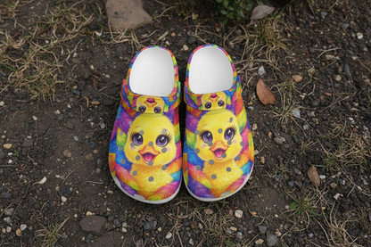Colorful Rubber Ducky Feather Clogs Fun Cruise Ship Shoes Poolside & Vacation Comfort Clogs