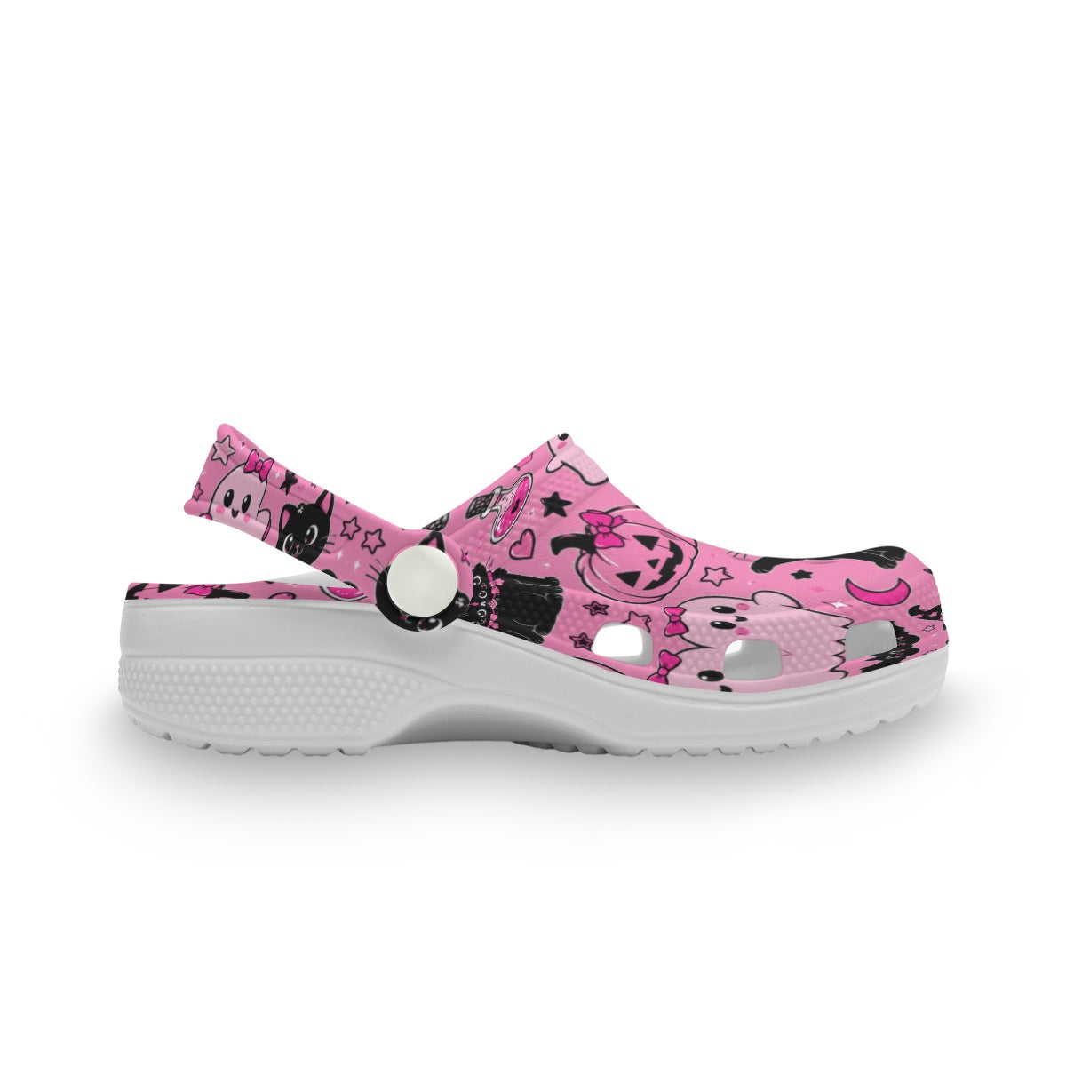 Kids Pink Cat and Ghost Halloween Children's Clog Shoes