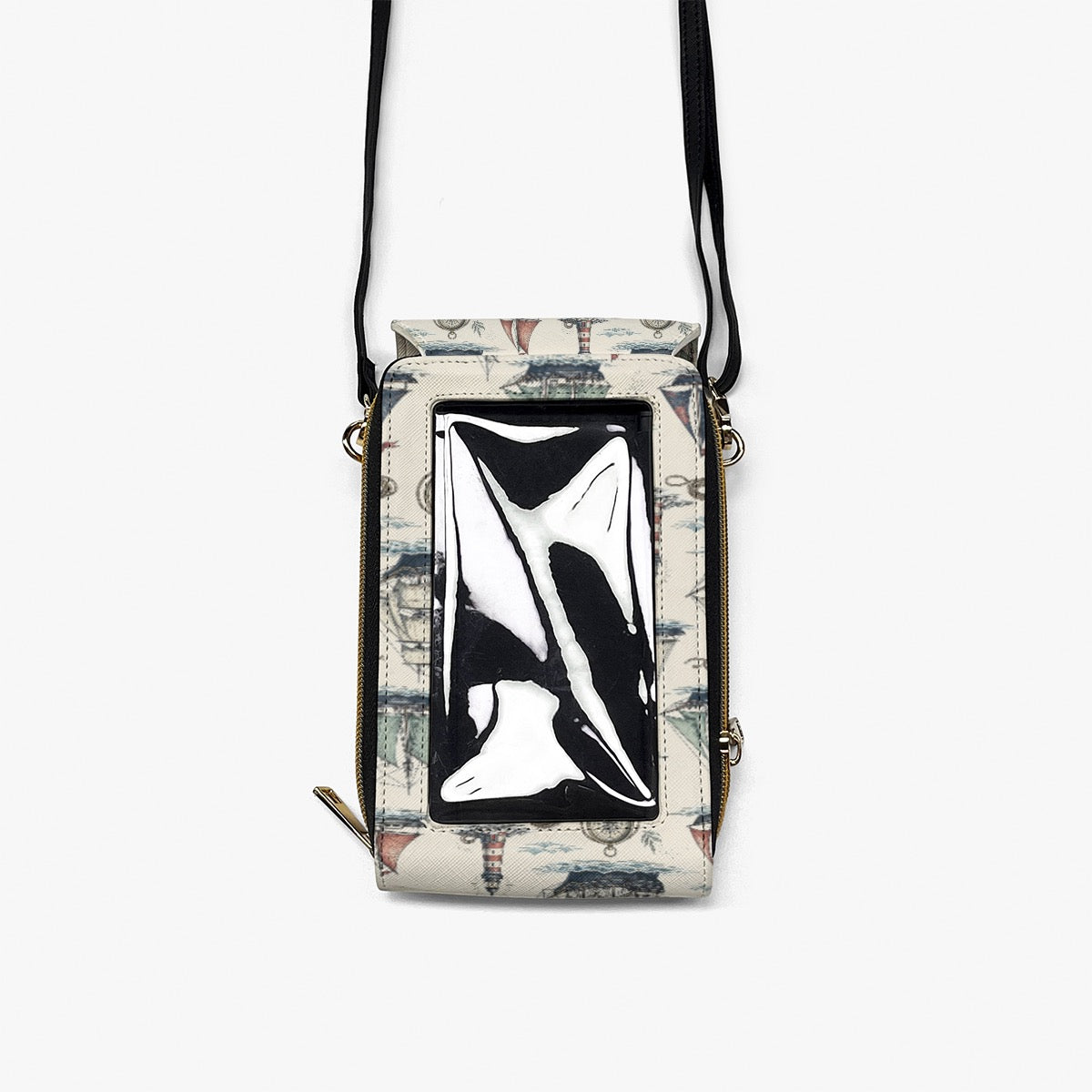 Vintage Sailboat Mobile Phone Chest Bag – Nautical Coastal Print Crossbody Bag