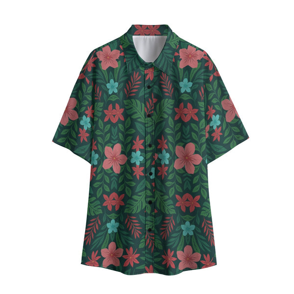 Relaxing Vacation Floral Leaf Mens T-shirt Short Sleeve Matching Couples Cruise Outfit