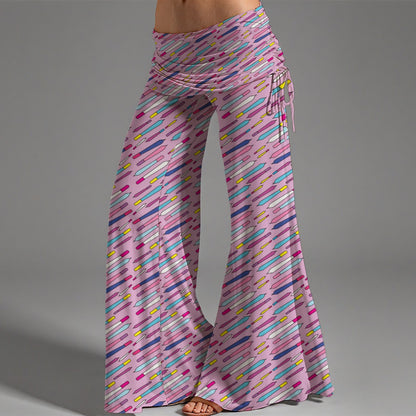 Smoke A Doob Women's High Waist Wide Leg Pants with 90s Style Rolled Joint Cigarette Print