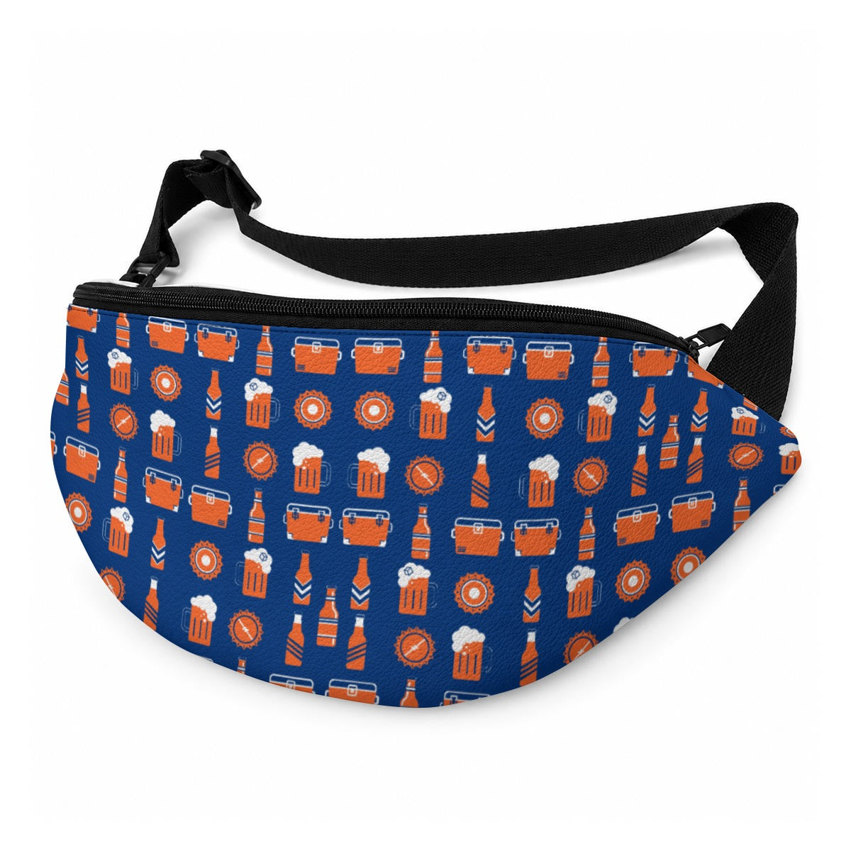 Blue & Orange Tailgate Beer PU Bag – Football Game Day Sports Fan Print