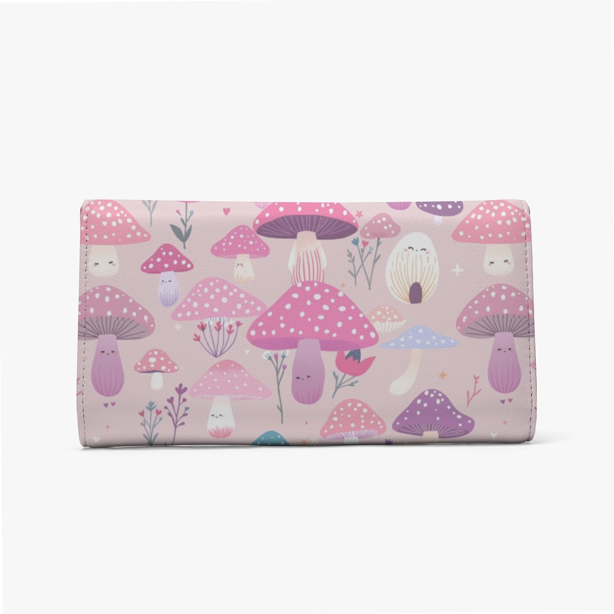 Pink Mushroom Wallet Foldable With Card Slots Women’s Wallet