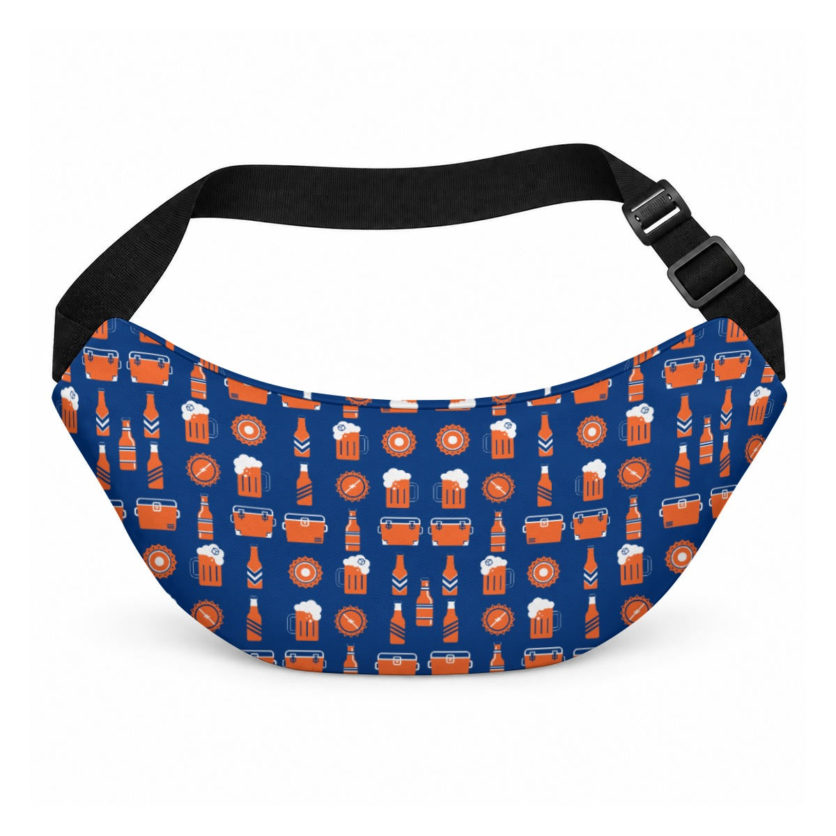 Blue & Orange Tailgate Beer PU Bag – Football Game Day Sports Fan Print