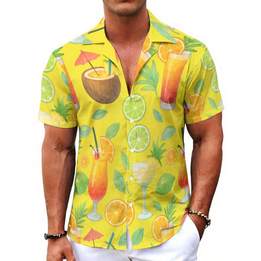 Lime In The Coconut All-Over Print Men's Hawaiian Shirt With Button Closure Matching Vacay Outfit