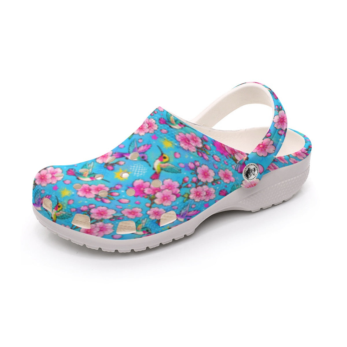 Tokyo Hummingbird Pop Art Bright Pink Flower Women's Classic Clogs