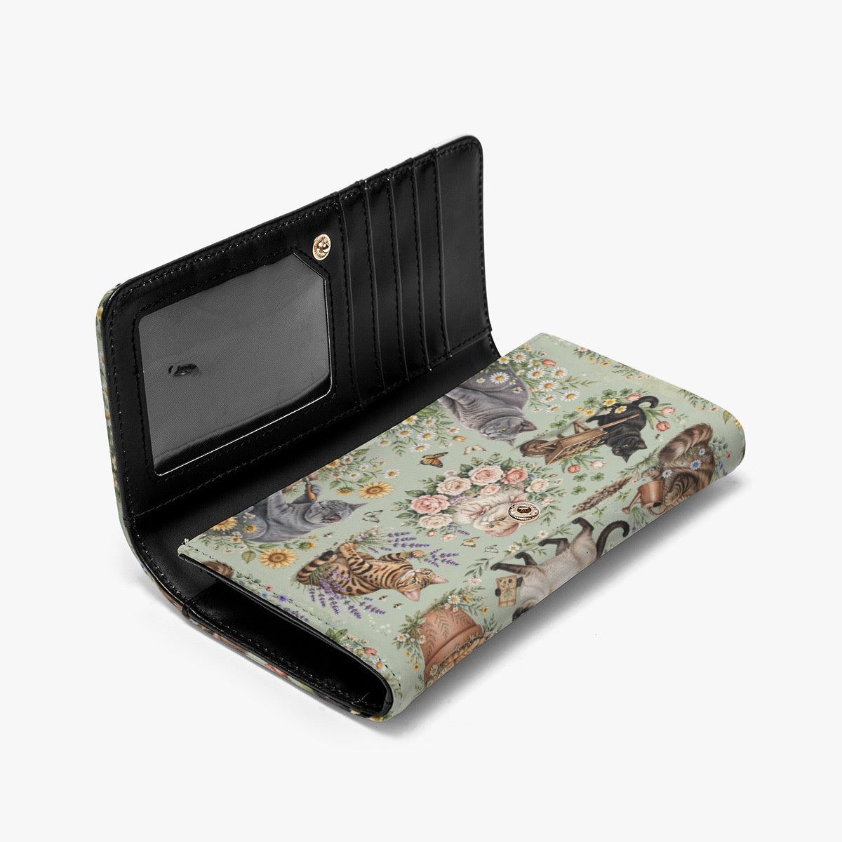 Gardening Cats Foldable Wallet – Cute Cat & Gardening Print