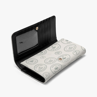 Cream Vintage Travel Stamp Wallet for Women Slim Floral Card Holder