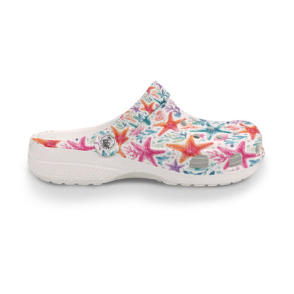 White Watercolor Sea Ocean Starfish Nautical Women's Classic Clogs