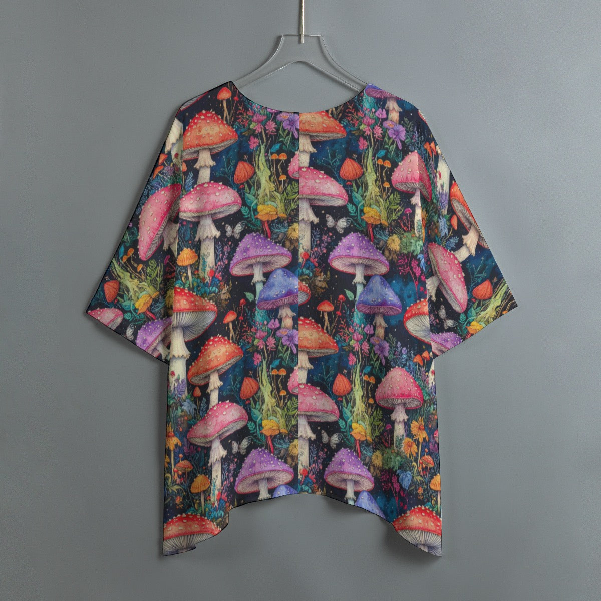 Women’s Boho Mushroom Print Batwing Blouse Hippie Festival Flowy Top