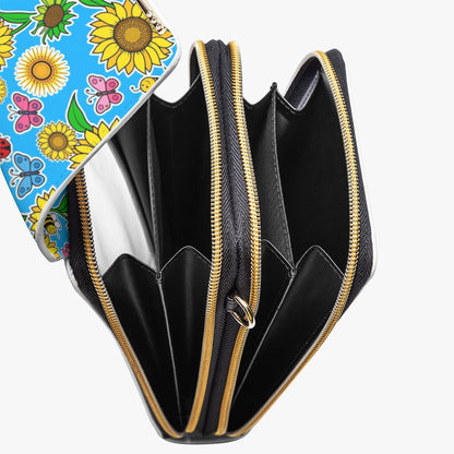 Sky Blue Sunflower Mobile Phone Chest Bag – Floral Garden Print Crossbody Bag