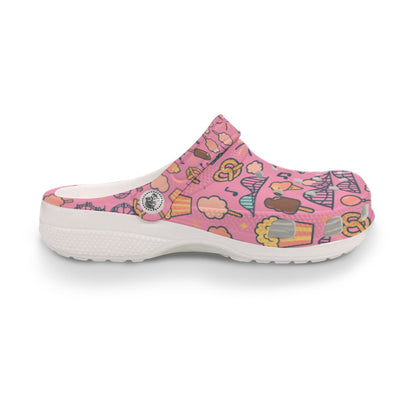 Pink Magical Snack Clogs Women Lightweight & Comfy Shoes Sandals Popcorn & Cotton Candy Sizes 6-12