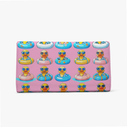 Pink Rubber Duckie Print Compact Card Holder Foldable Wallet