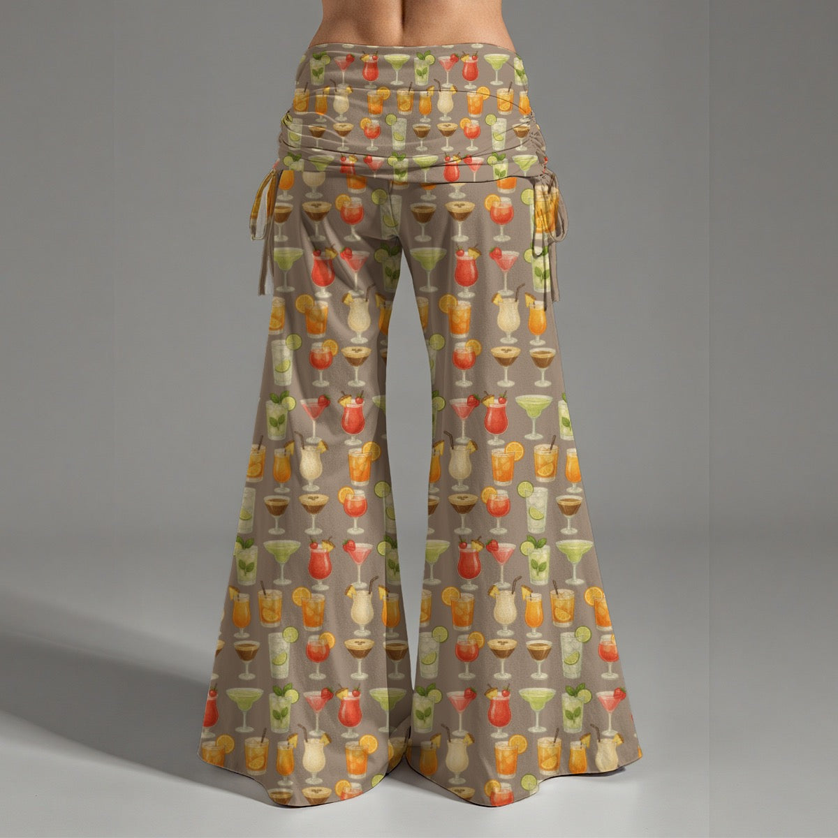 Tropical Drinks Hippie Yoga Pants – Fun Cruise Outfit for Couples | Beach & Vacation Wide Leg Pants