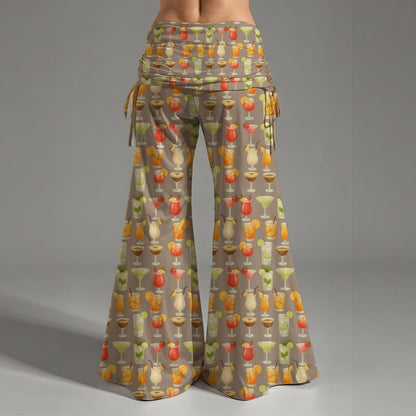 Tropical Drinks Hippie Yoga Pants – Fun Cruise Outfit for Couples | Beach & Vacation Wide Leg Pants