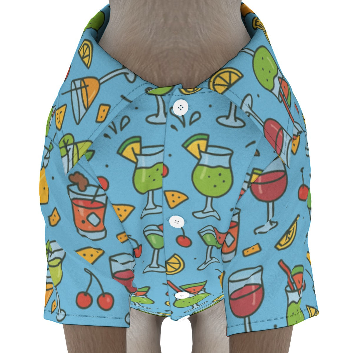 Cheers From the Pool Deck Pet's Hawaiian Shirt - Blue Pool Drinks Pattern for Cruise Vacations