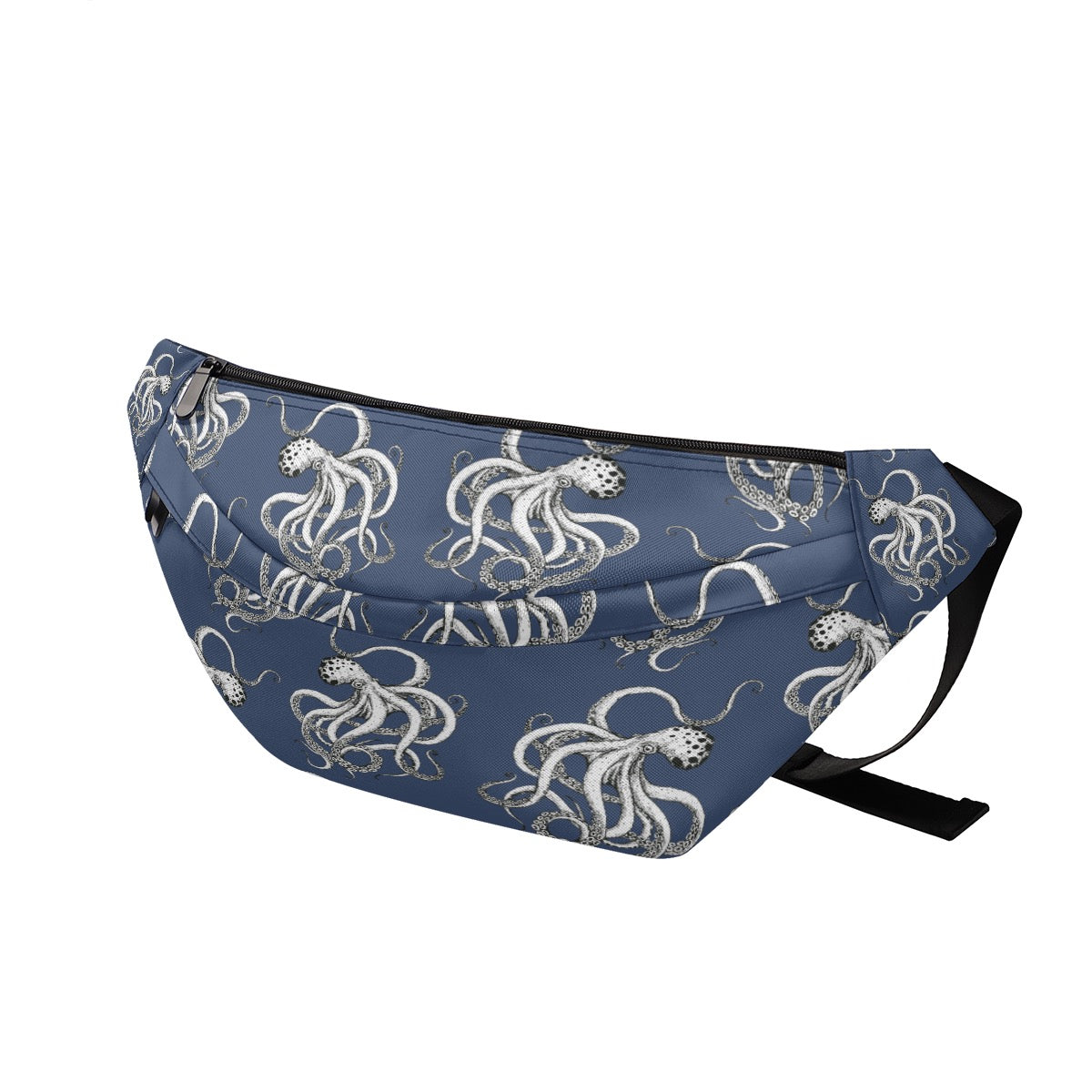 Vintage Nautical Octopus Sling Bag Navy Blue Unisex Crossbody Travel Bag with Multiple Pockets