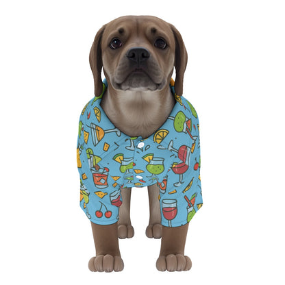 Cheers From the Pool Deck Pet's Hawaiian Shirt - Blue Pool Drinks Pattern for Cruise Vacations