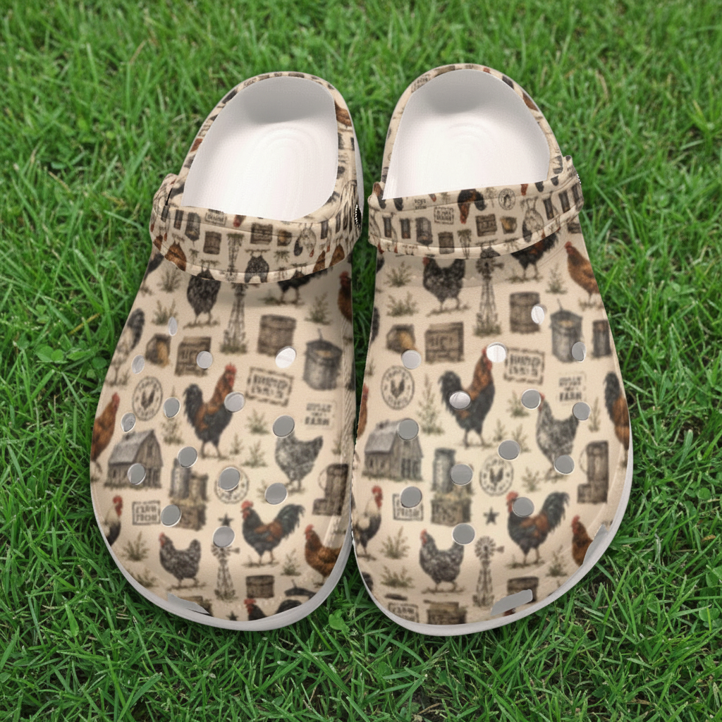 Rustic Farming Chicken and Rooster Women's Classic Clogs