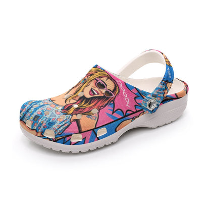 Cotton Candy Pop Icon Clogs High Fashion Pop Art Cruise Shoes Colorful Statement Vacation Footwear