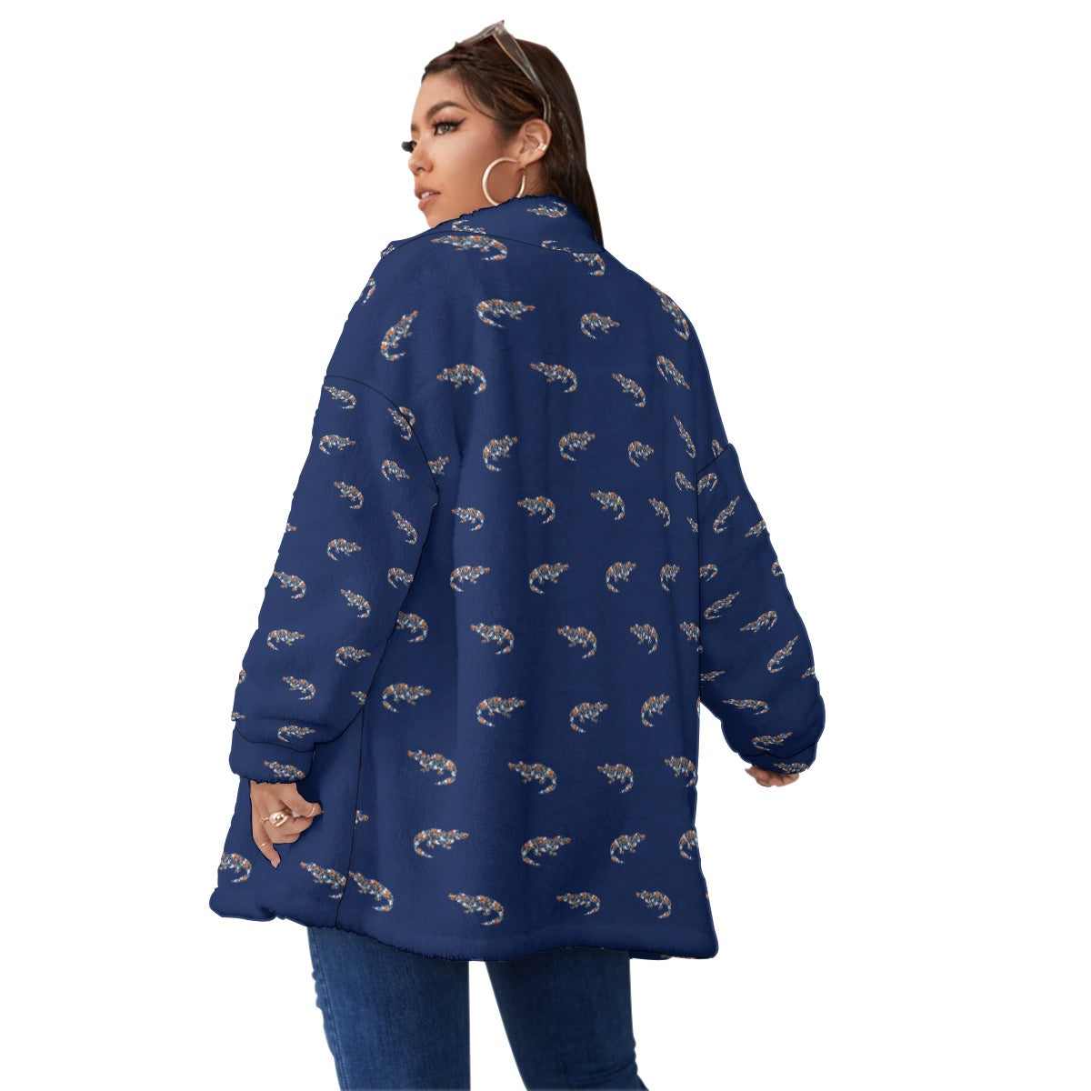 Unisex Florida Gators Inspired Floral Borg Fleece Coat – Soft Cozy Zip Up Jacket, Plus Size