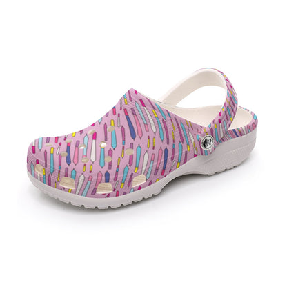 Women's Classic Clogs - Pink 90s Smoker Print EVA Sandals Flip Flop Anti-Slip Lightweight
