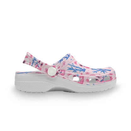 Kids Pink Panda Blue Bamboo Colorful Children's Clog Shoes