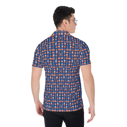 Men’s Florida Gators Inspired Orange & Blue Tailgate Button Up Shirt – Game Day Stretch Shirt