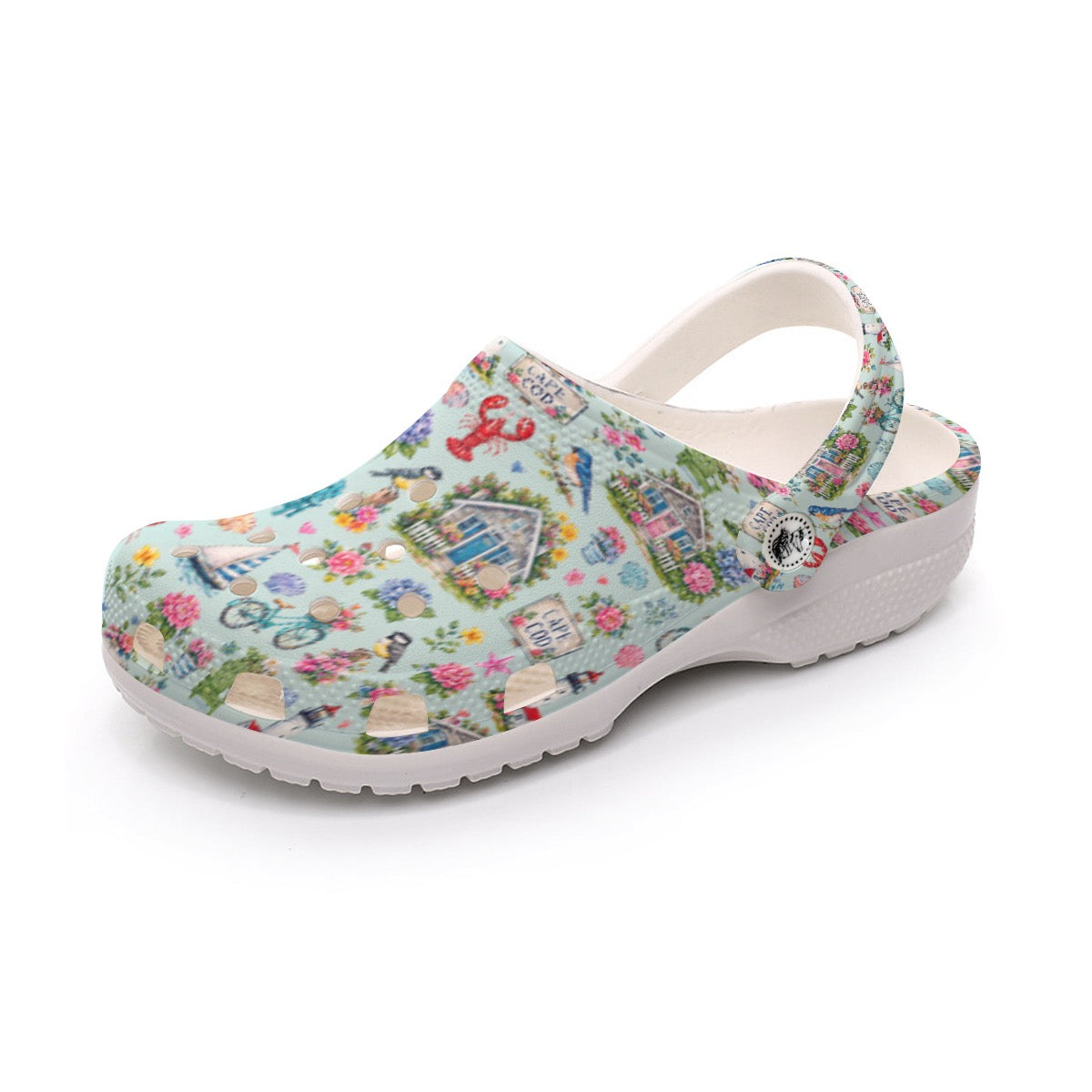 Classic Cape Cod Colorful Floral All-Over Print Women's Classic Clogs