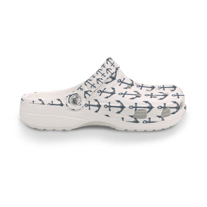 White Anchor Travel Clogs – Cruise Vacation Shoes Women's Classic Clogs