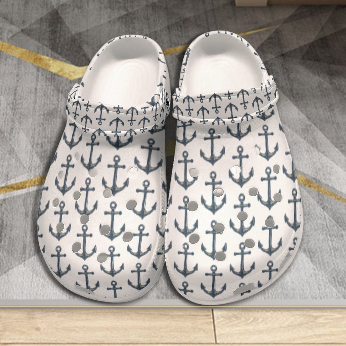 White Anchor Travel Clogs – Cruise Vacation Shoes Women's Classic Clogs