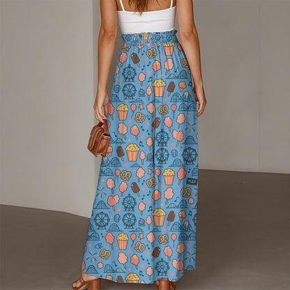 All-Over Print Women's Ruffled Wide-Leg Pants