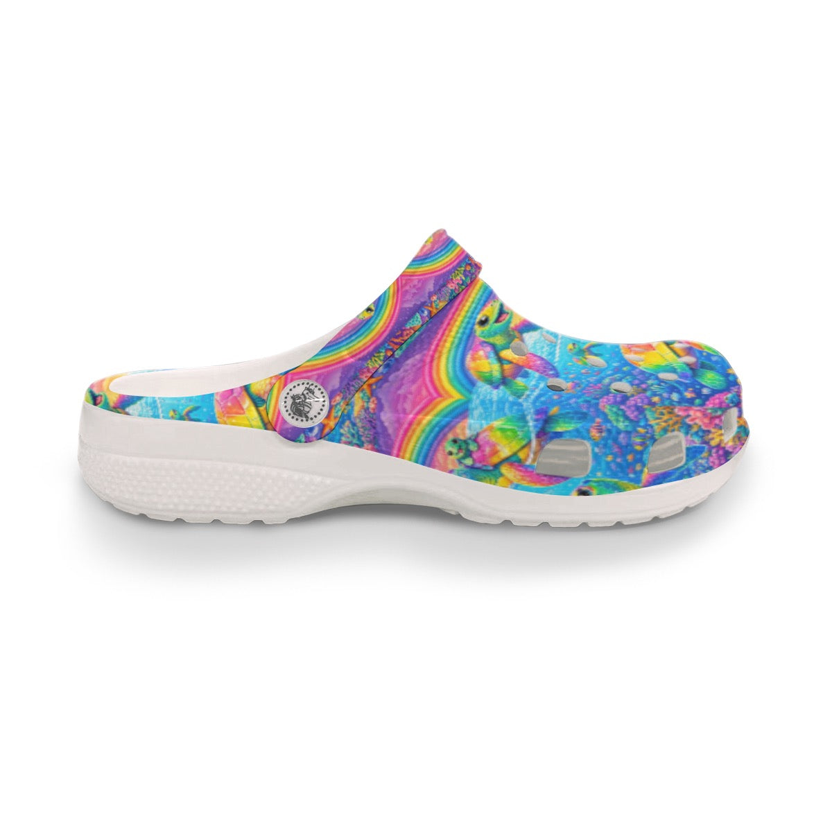 Rainbow Turtle Clogs Colorful 90s Neon Aesthetic Waterproof Cruise & Beach Travel Shoes Women's