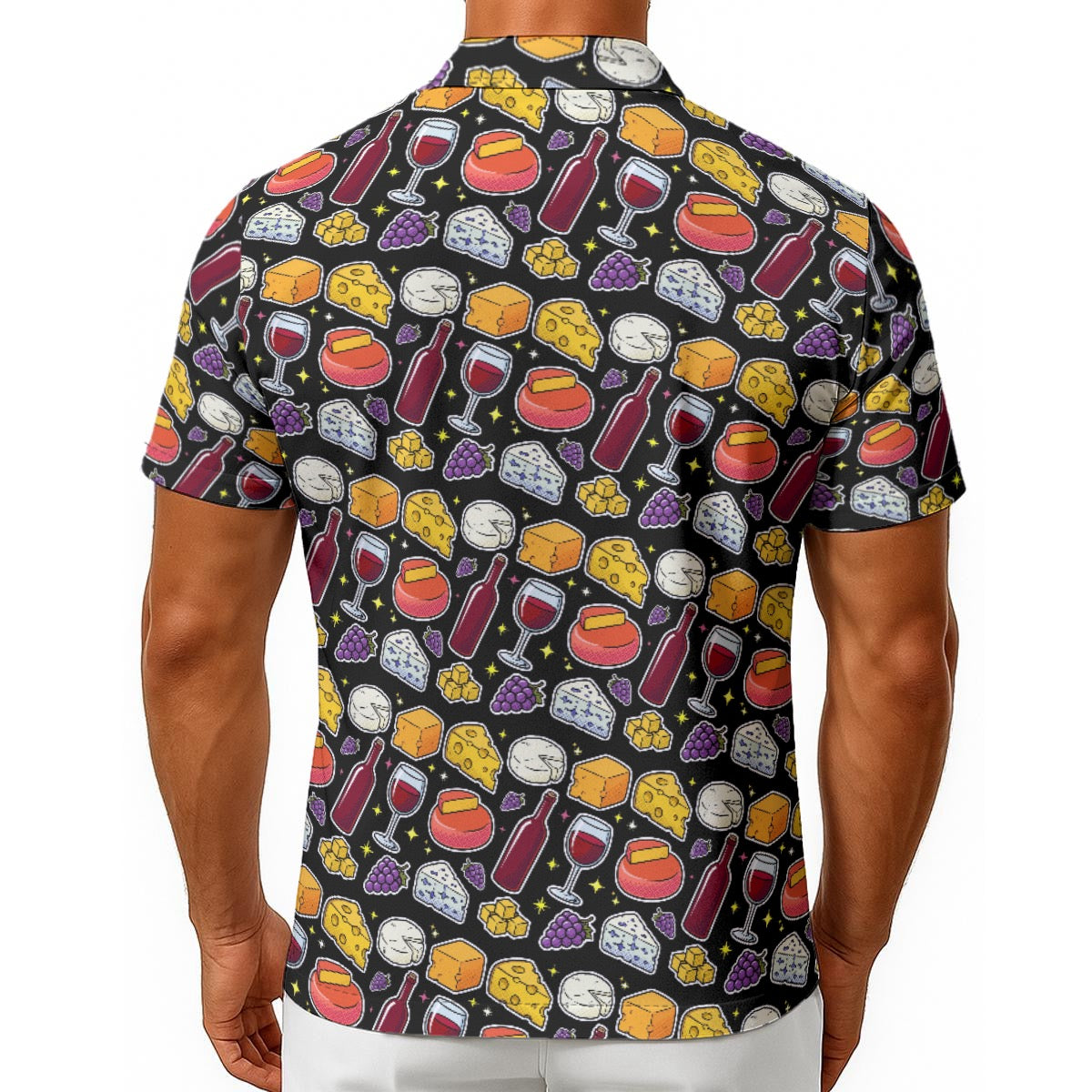 Men's Wine and Cheese Hawaiian Shirt – Funny Foodie Button-Up Shirt