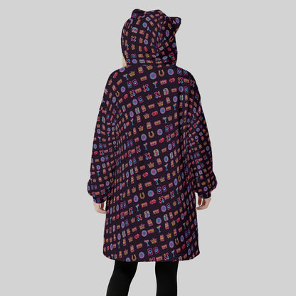 Women's Lucky 777 Casino Blanket Hoodie – Neon Las Vegas Slots & Cocktail Print