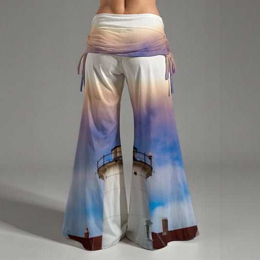 Cape Cod Lighthouse Women's High Waist Wide Leg Pants Lightweight & Breathable Fabric