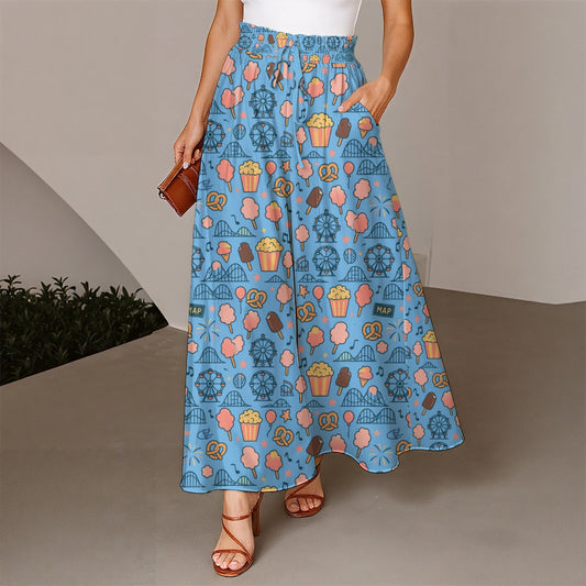 All-Over Print Women's Ruffled Wide-Leg Pants