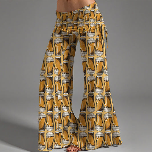 Women's High Waist Wide Leg Pants - Comfy Flowy Yoga Pants with Adjustable Pleats for Casual Wear
