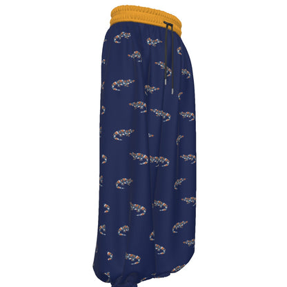 All-Over Print Unisex Lantern Pants Dark Blue Gator Floral Fan-Inspired Print