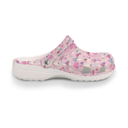 Pink Happy Mushroom Print Lightweight Garden Shoes Women's Classic Clogs
