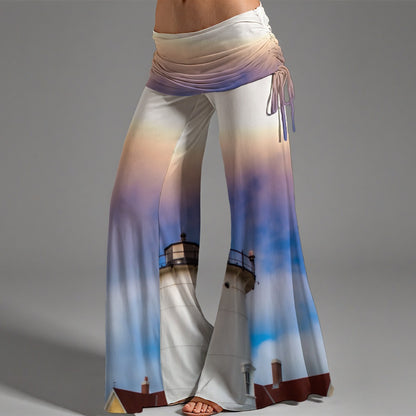 Cape Cod Lighthouse Women's High Waist Wide Leg Pants Lightweight & Breathable Fabric