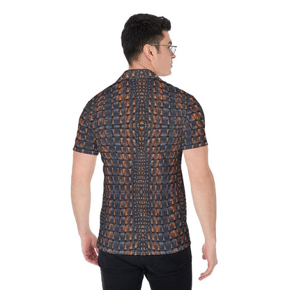 Men’s Florida Gators Inspired Blue & Orange Gator Skin Button Up Shirt – Stretchy Game Day Shirt
