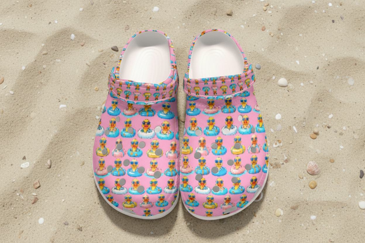 Women’s Pink Rubber Ducky Cruise Clogs Waterproof Fun Travel Shoes for Cruise Vacations Beach