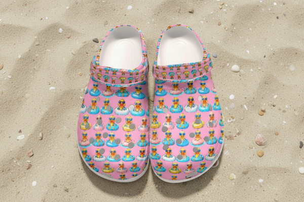 Women’s Pink Rubber Ducky Cruise Clogs Waterproof Fun Travel Shoes for Cruise Vacations Beach