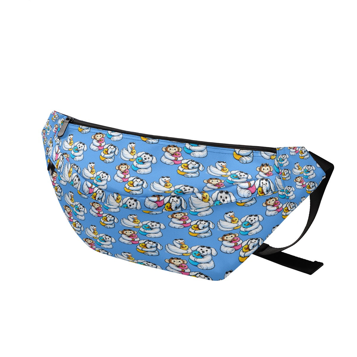 Sky Blue Towel Animal Sling Bag Fun Cruise Wear Travel Crossbody Fanny Pack with Multiple Pockets