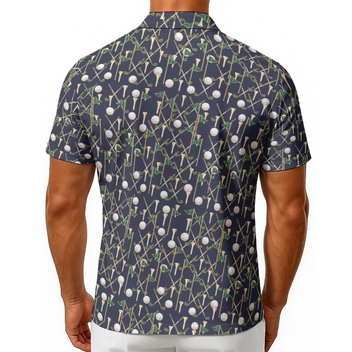 Men’s Golf Print Hawaiian Button-Up Shirt, Golf Lover Novelty Shirt, Lightweight Summer Vacation